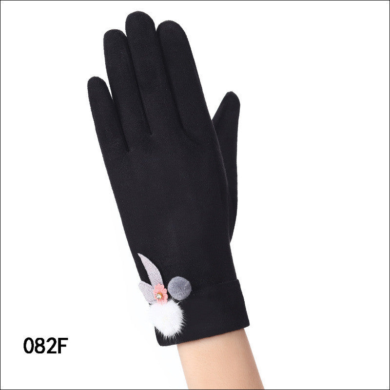 Touch screen gloves winter windproof suede