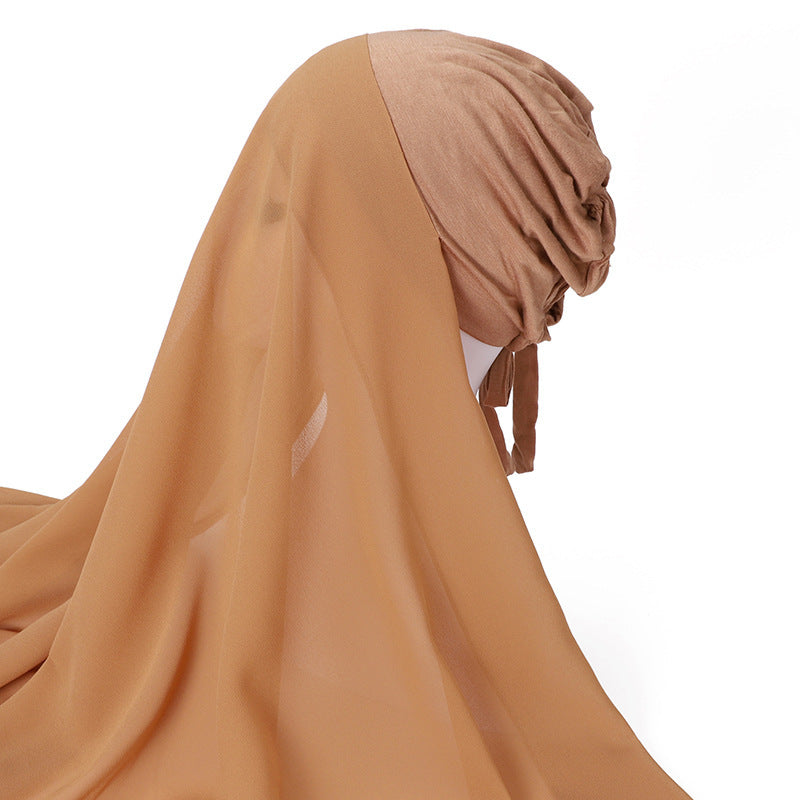 Pearl Chiffon With Elastic Bottoming Hood Scarf