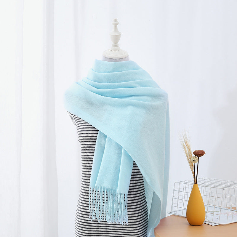 Solid Colored Long Towel Thickened For Warmth