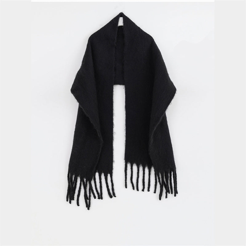 Shawl To Keep Warm All Wear White Bright Red Solid Color Neck
