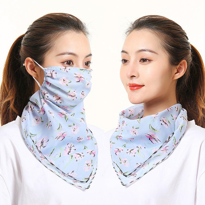 Bib Silk Scarf Women Summer Sunscreen Mask Neck Guard Face Mask