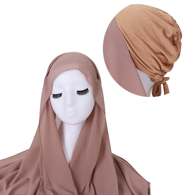 Pearl Chiffon With Elastic Bottoming Hood Scarf