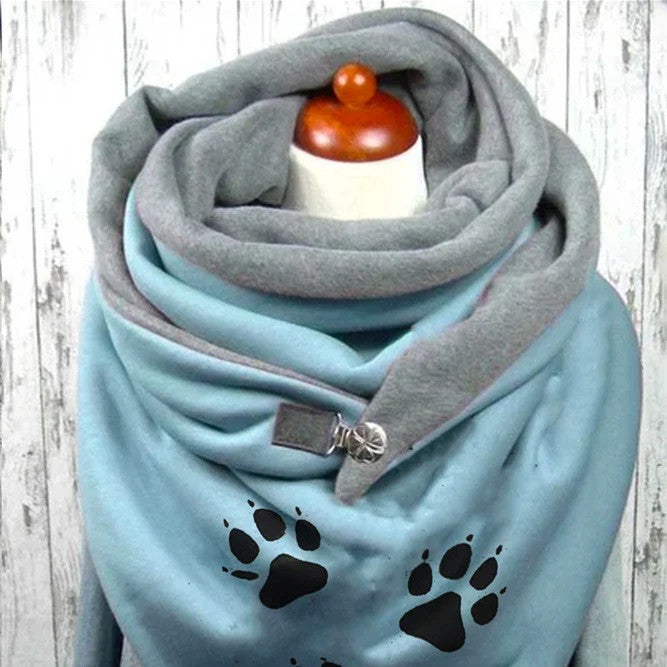 Women's Fashion Simple Cotton Printed Warm Button Scarf