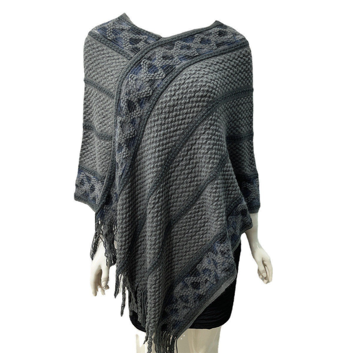 Ethnic Style Pullover Diamond Lattice Shawl