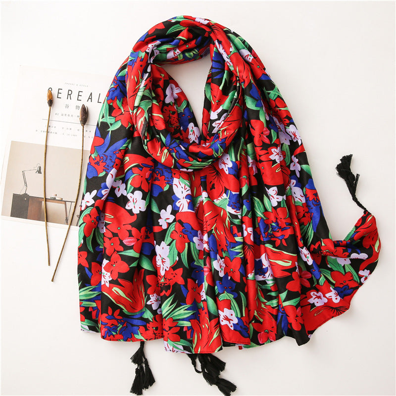 Tourist Holiday Plant Flower Scarf Female