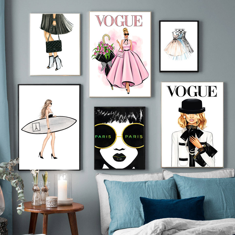 Ladies Flower Bag Canvas Wall Living Room