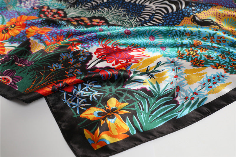 Fashion Jungle Animal Pattern Silk Scarf Autumn And Winter Thin