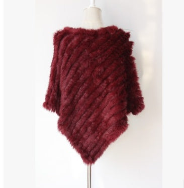 Rabbit wool shawl cloak scarf ladies triangle bib leather grass handmade scarf fur triangle head
