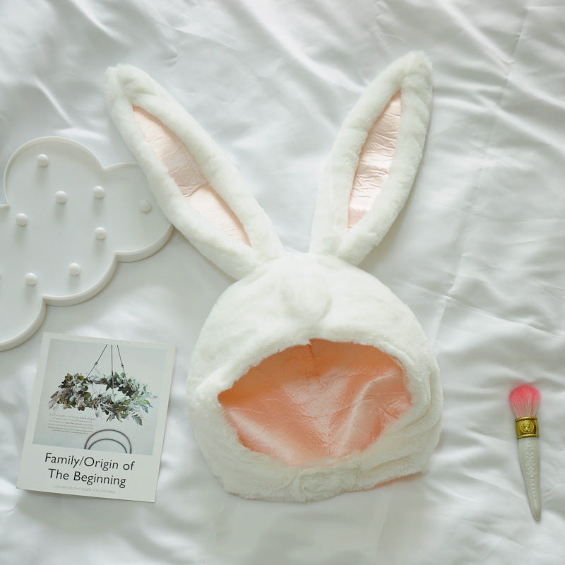 Cute Girl Hat Plush Rabbit Bunny Ears Hat Earflap Cap Head Warmer Head Wear