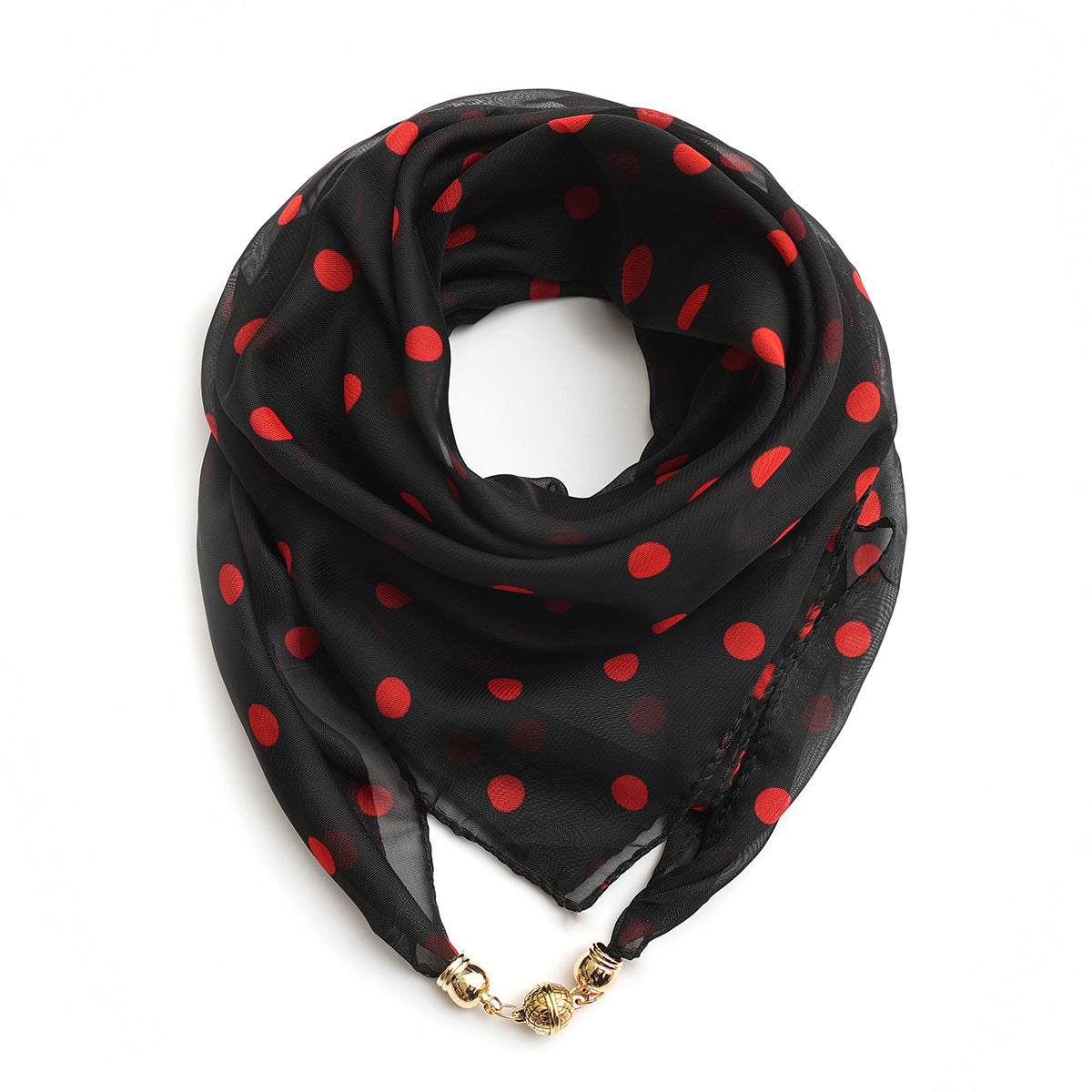 Golden Ball Floral Chiffon Scarf Women's Printed Thin
