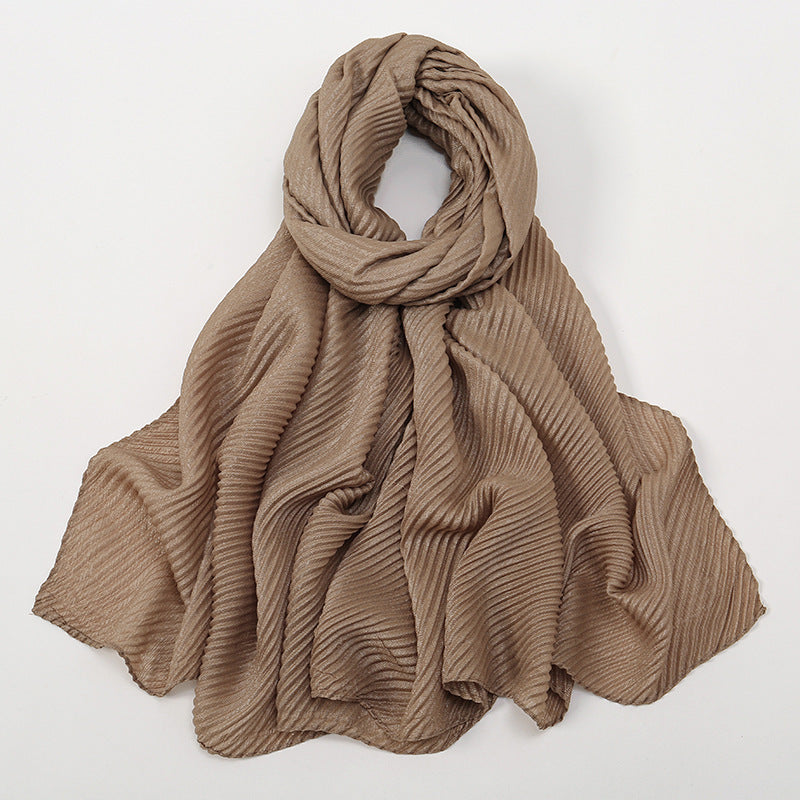 Pure Color Crumpled Polyester Soft Women's Casual Scarf