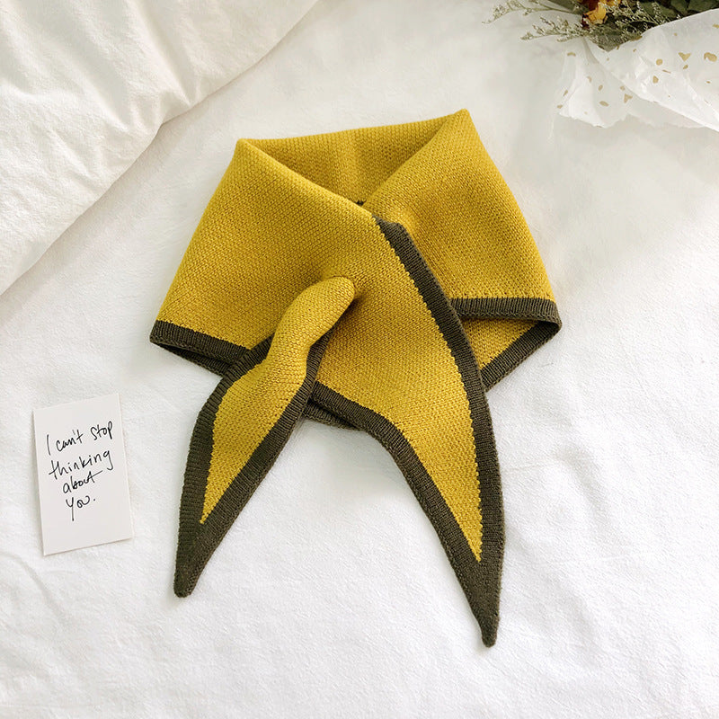 Autumn And Winter Triangle Knitted Shawl Style Women's Outer Scarf