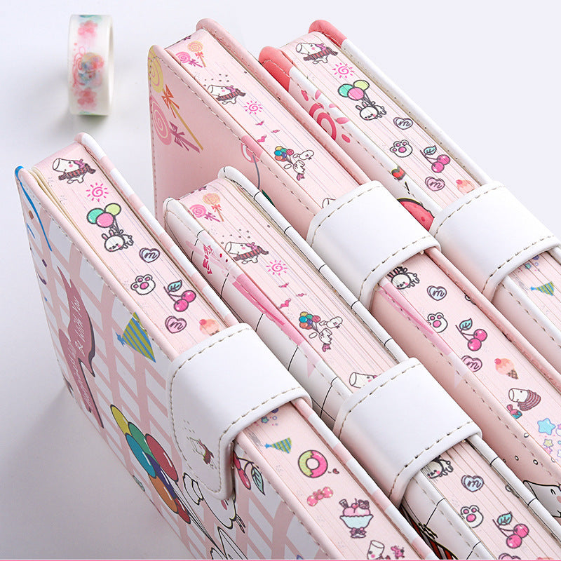 Kaba Bear Hippo Small White Magnetic Buckle Notebook Portable Notebook Girl Heart Creative Cute Hand Book