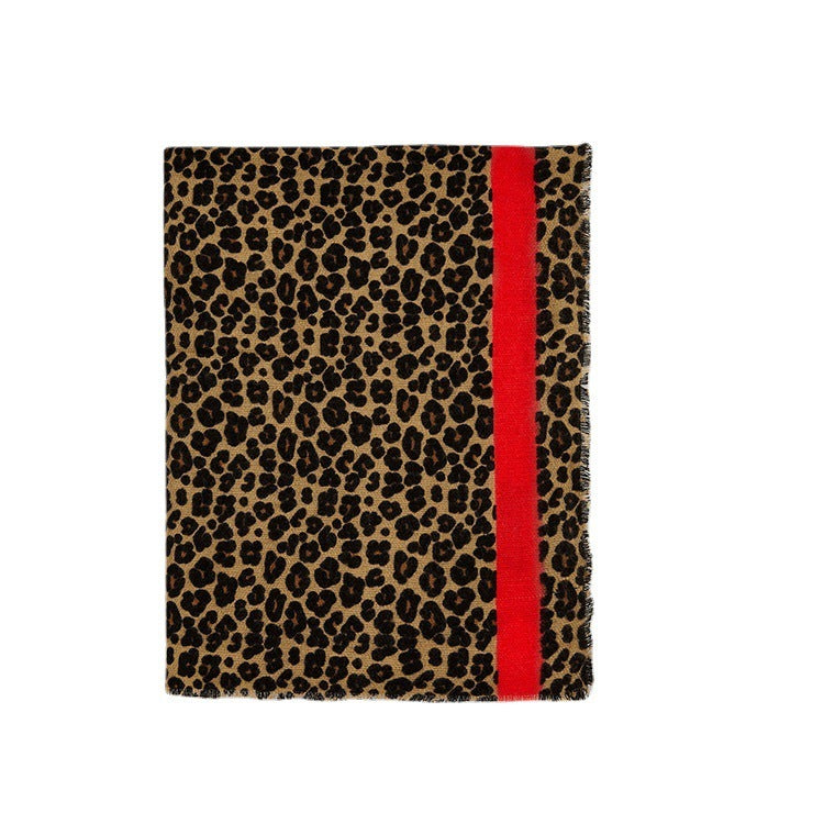 New Festive Red Classic Leopard Pattern Cashmere-like Thickened Warm Talma