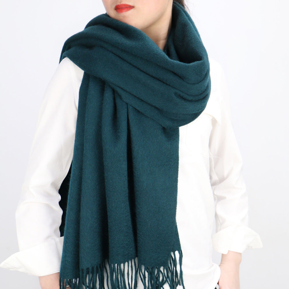 Autumn Winter Women's Solid Color Scarf Men's Plain Shawl Thickened Cloak