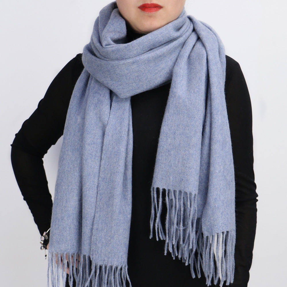 Autumn Winter Women's Solid Color Scarf Men's Plain Shawl Thickened Cloak