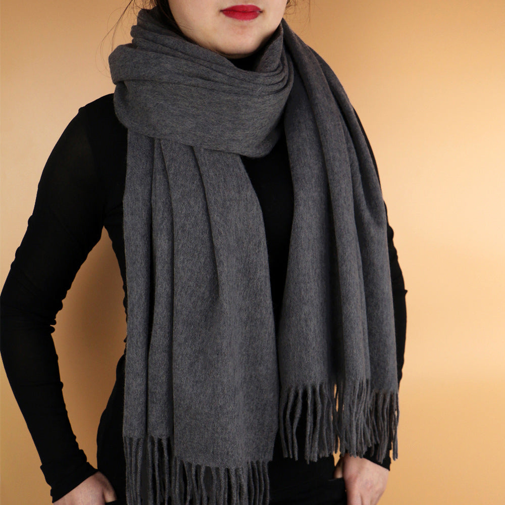 Autumn Winter Women's Solid Color Scarf Men's Plain Shawl Thickened Cloak