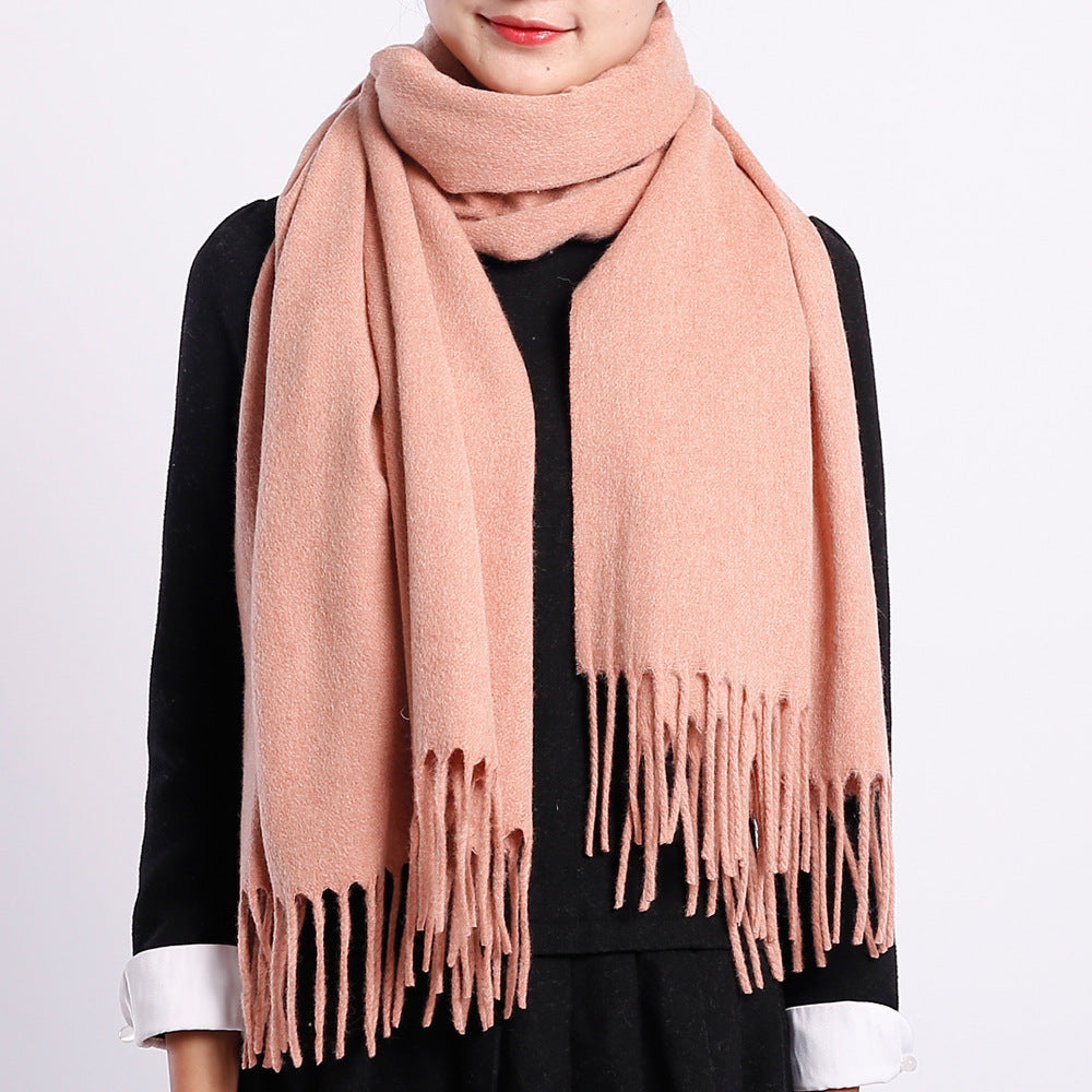 Autumn Winter Women's Solid Color Scarf Men's Plain Shawl Thickened Cloak