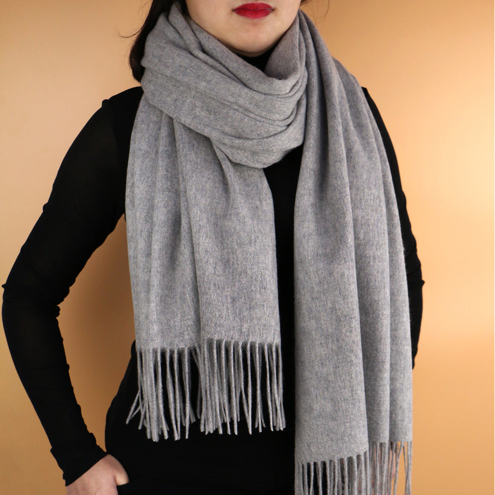 Autumn Winter Women's Solid Color Scarf Men's Plain Shawl Thickened Cloak