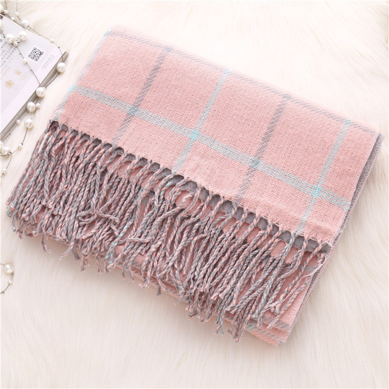 Autumn and winter thick plaid scarf