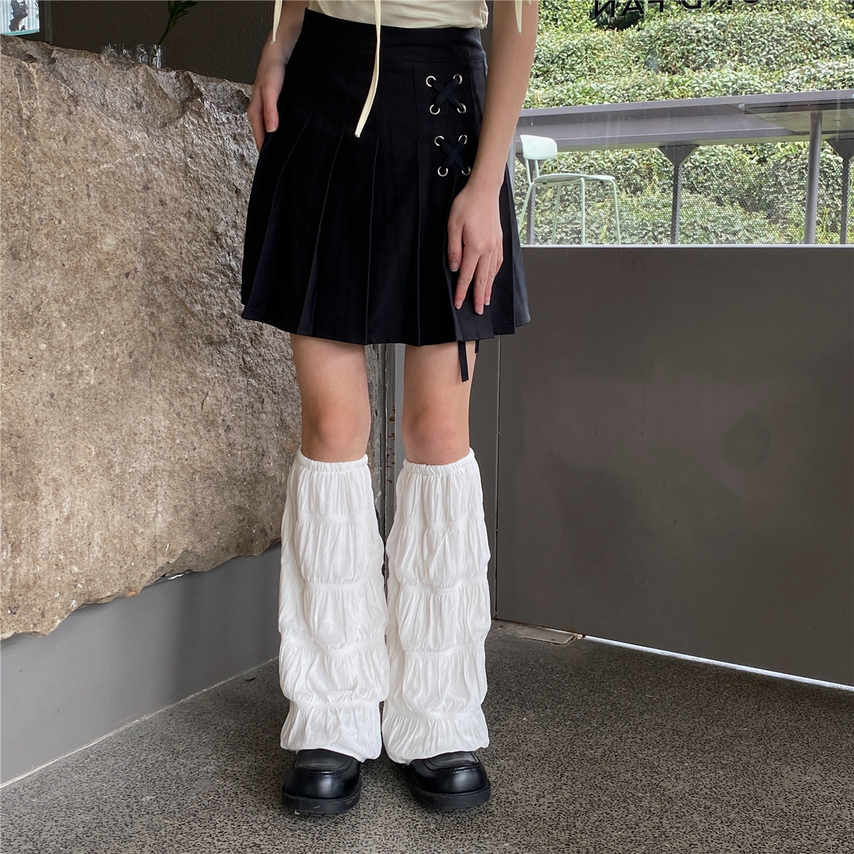 Women's Fashion Solid Color Long Tube Leg Hiding Wide Leg Foot Sock
