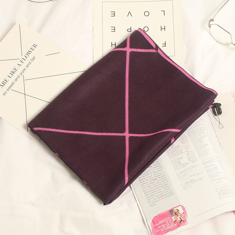 Autumn and winter double-sided plaid cashmere scarf for ladies