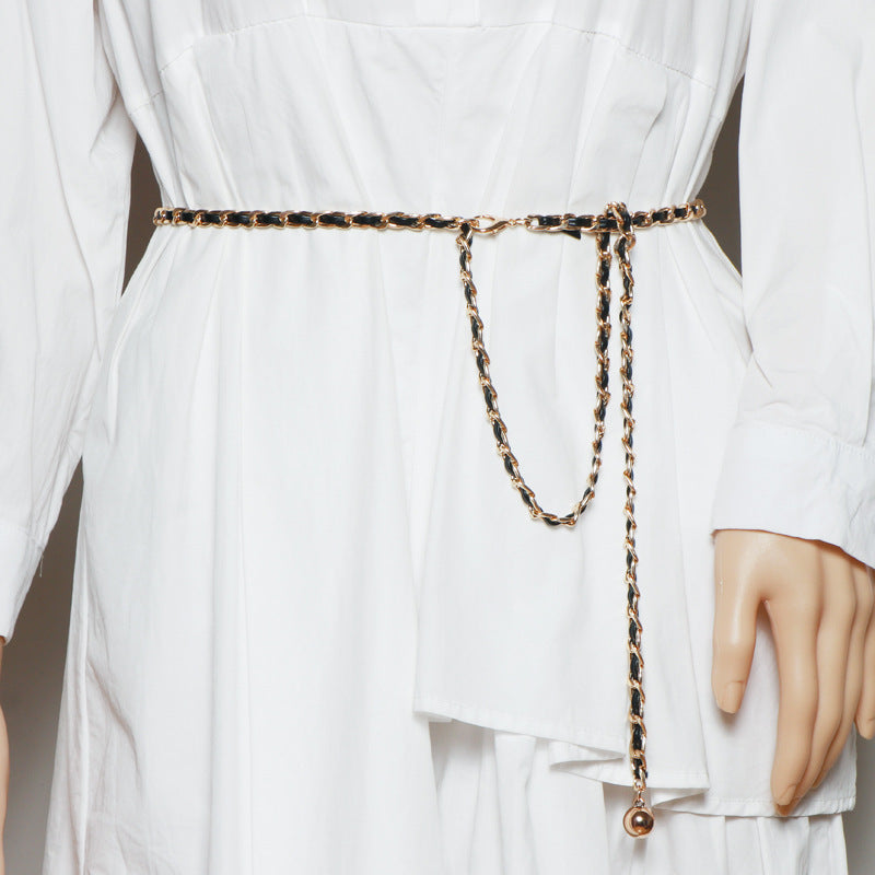 Thin Belt Fashion Chain Braided Waist Waist Closure