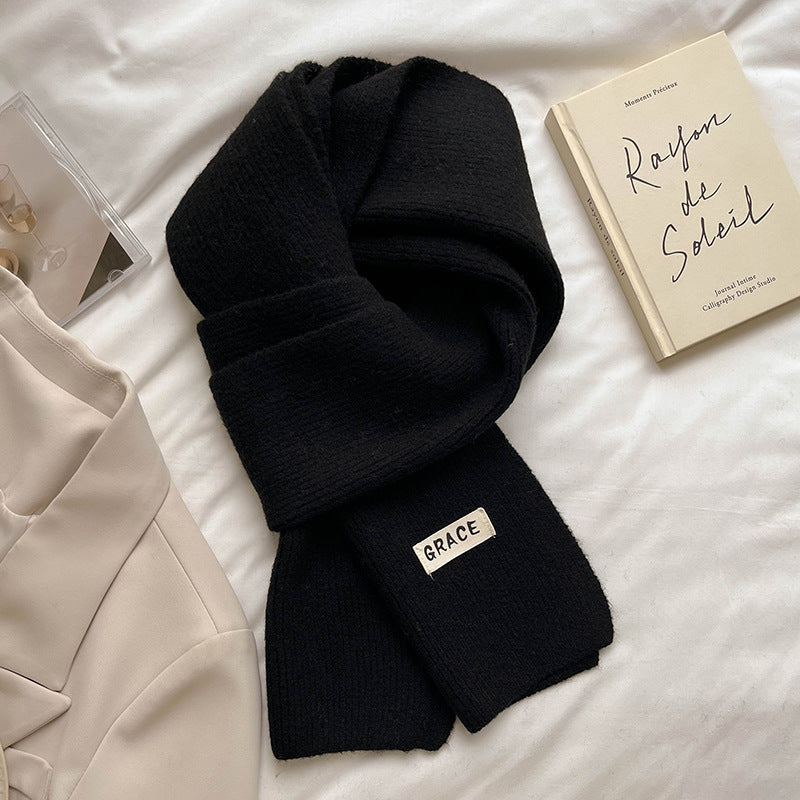 Women's Warm Knitting Wool Thickened Simple Windproof Scarf