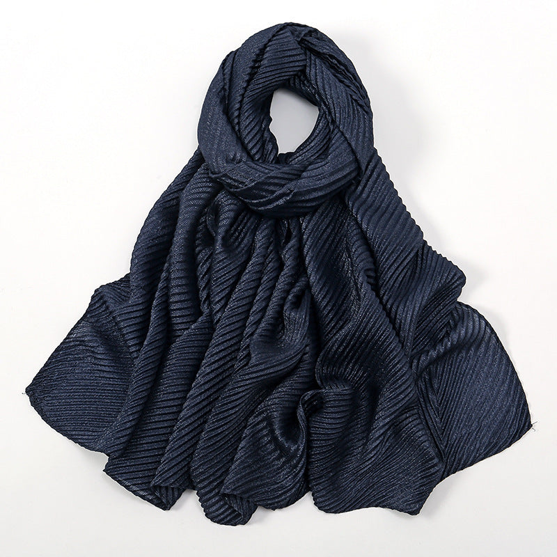 Pure Color Crumpled Polyester Soft Women's Casual Scarf