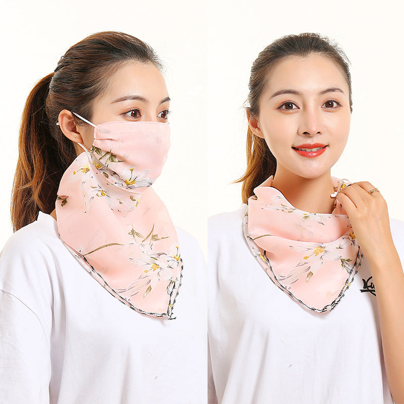 Bib Silk Scarf Women Summer Sunscreen Mask Neck Guard Face Mask