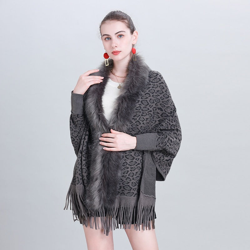 Autumn And Winter New Scarf Faux Fur Collar Knitted Shawl