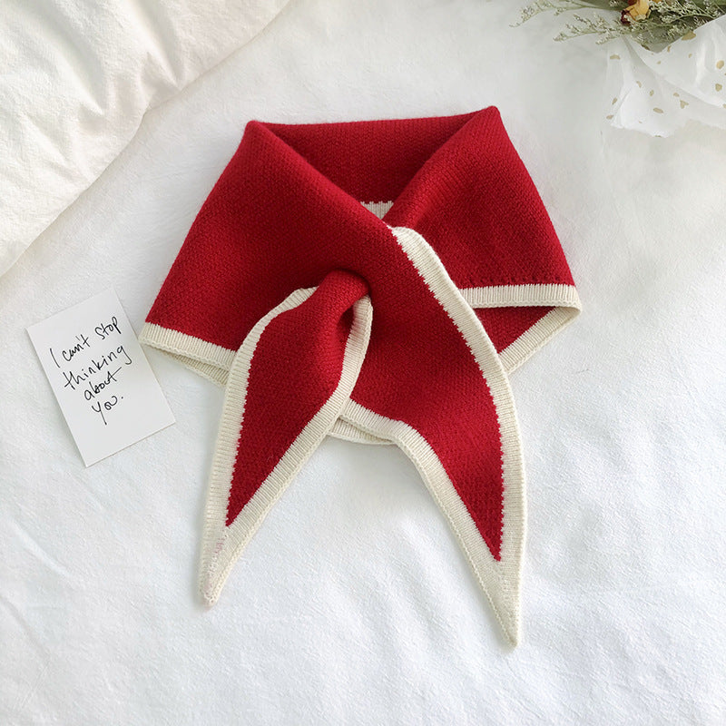 Autumn And Winter Triangle Knitted Shawl Style Women's Outer Scarf