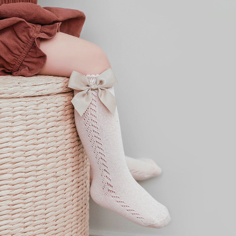 Children's New Hollow Mesh Bow Socks