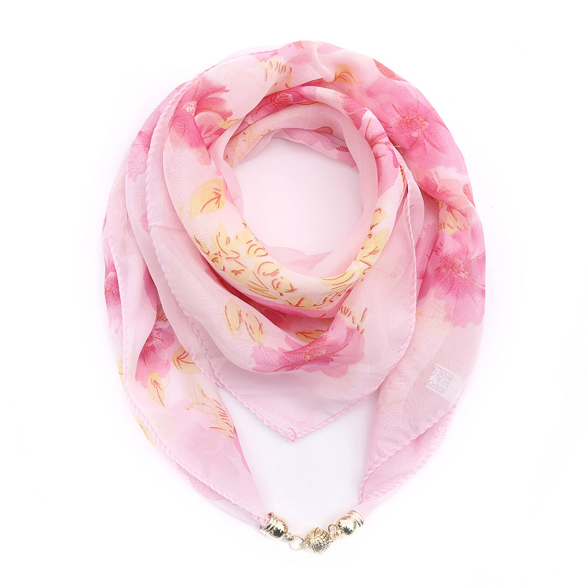 Golden Ball Floral Chiffon Scarf Women's Printed Thin
