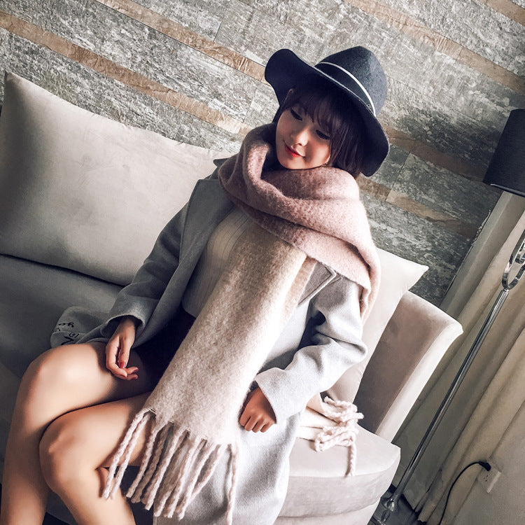 Women's Korean-style Long Scarf Shawl Autumn And Winter New Warm Thickened Tassel