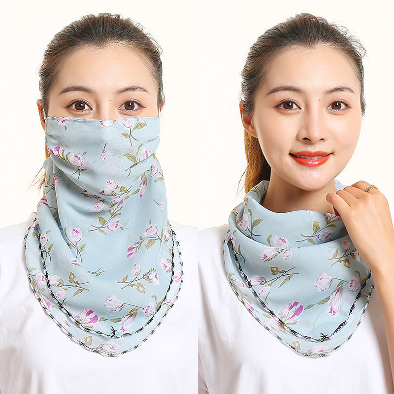 Bib Silk Scarf Women Summer Sunscreen Mask Neck Guard Face Mask