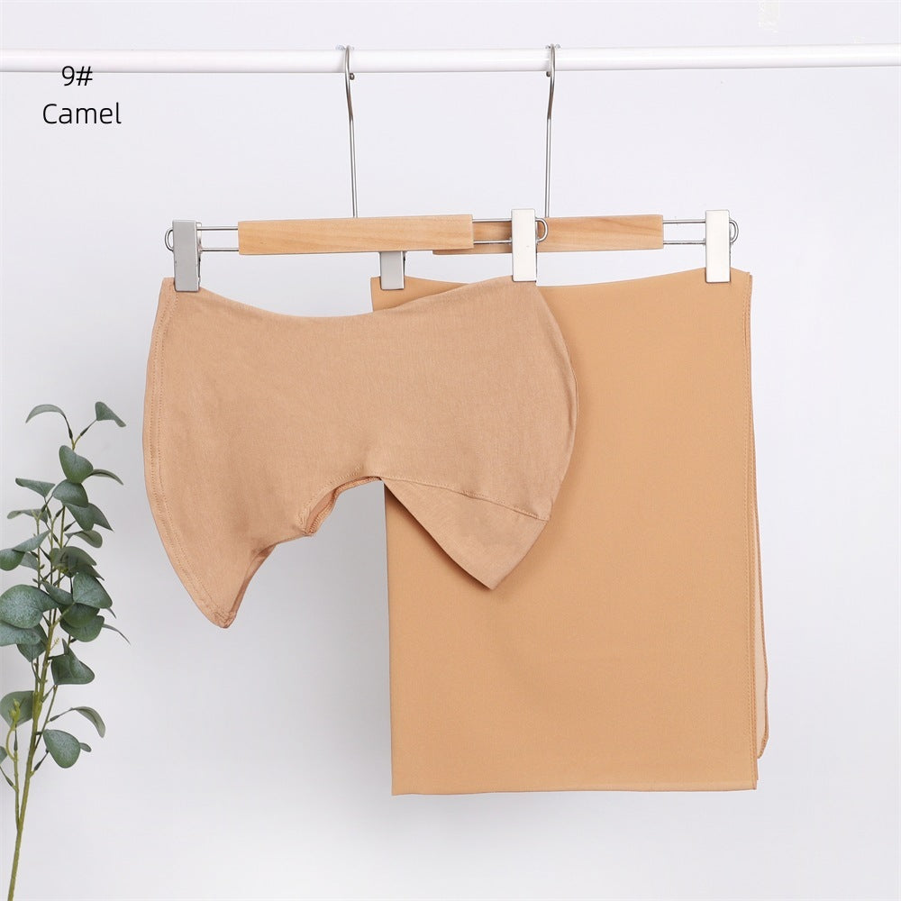 Modal Solid Color Breathable Fits Cap Pearl Chiffon Scarf