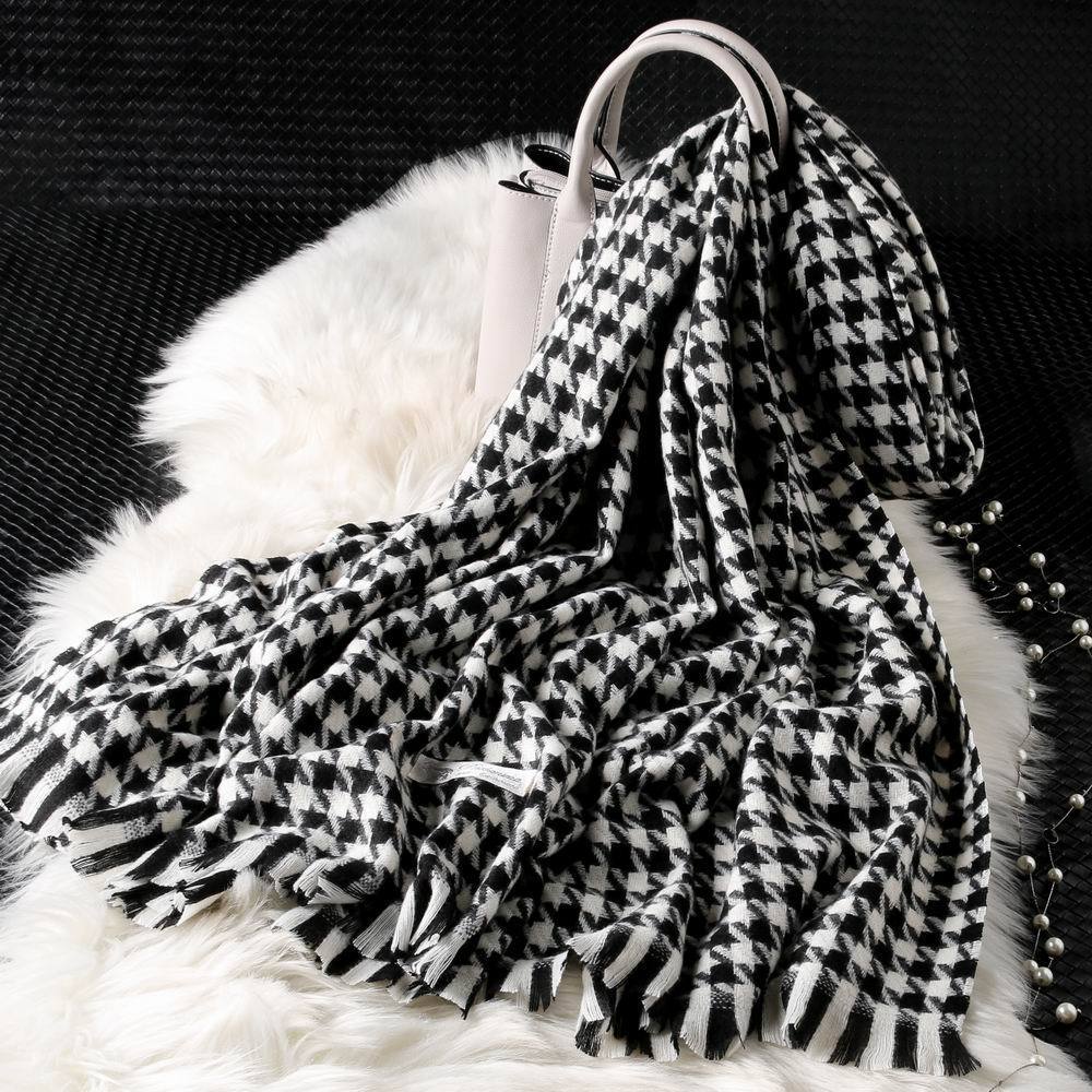 Autumn Winter New Women British Cashmere Checked Scarf Female 200x70 Double Side Warm Plaid Tassel Shawl Scarf