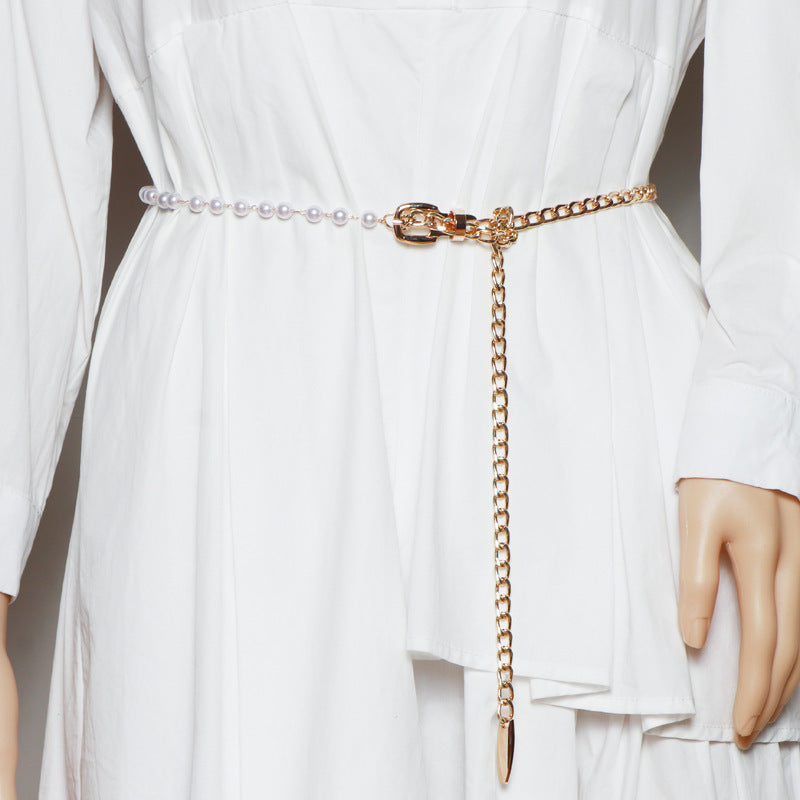 Summer Decoration Dress Waist Pin Buckle Chain Thin Belt