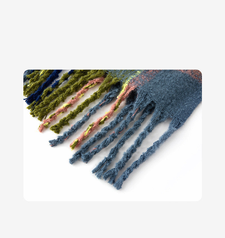 Japanese Vintage Plaid Scarf With Loops