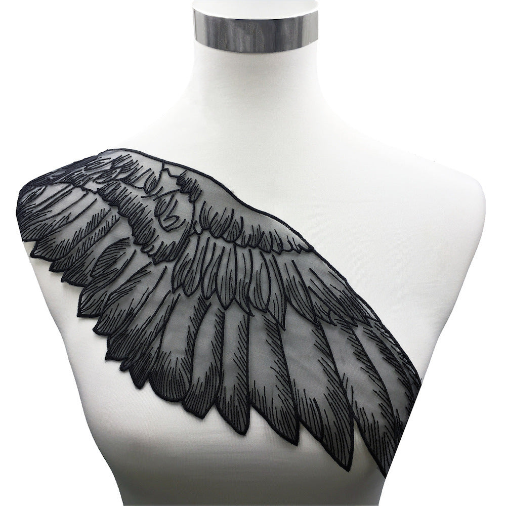 Black dress organza embroidery applique