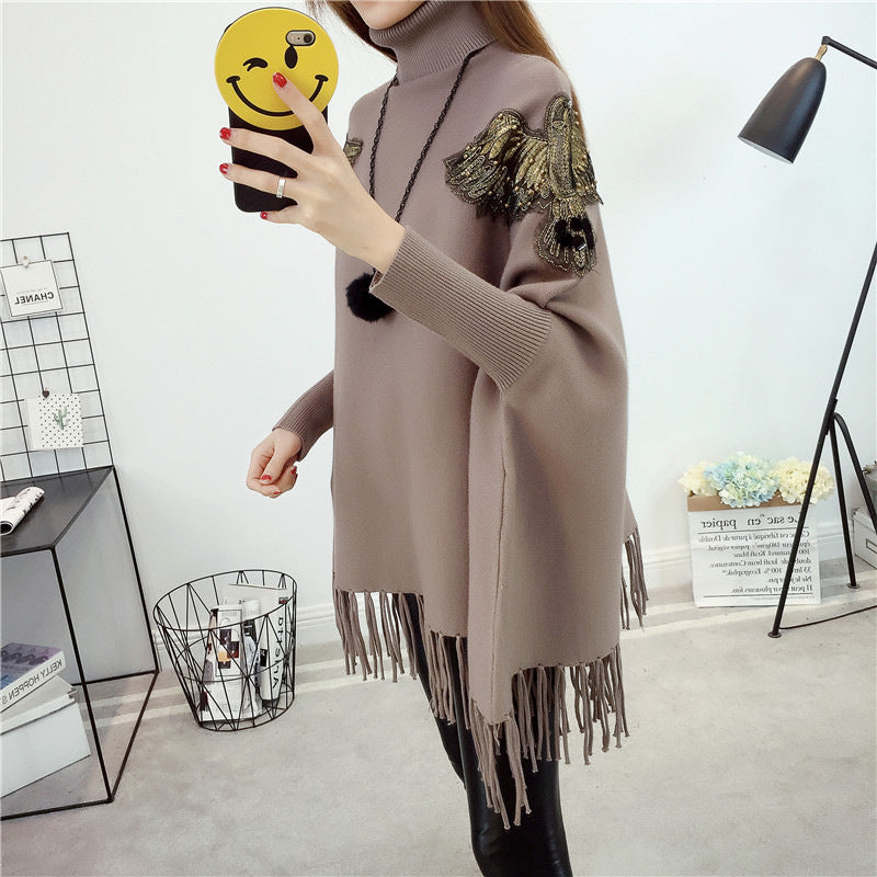 Bat Sleeve Spring Cloak Fringed Cloak Shawl