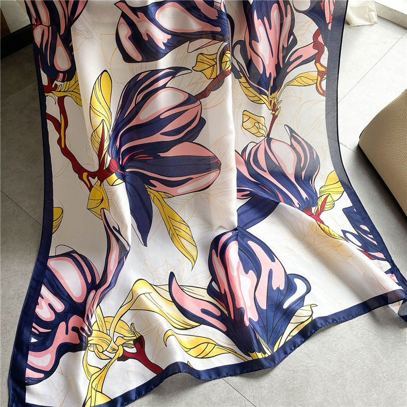 Simulated Silk Scarf Female Dual-use Air-conditioning Shawl Sarong