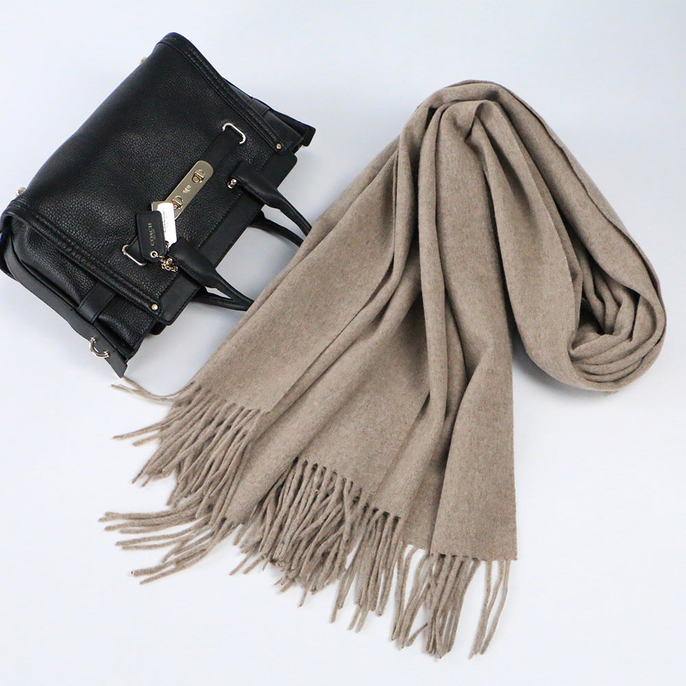 Autumn Winter Women's Solid Color Scarf Men's Plain Shawl Thickened Cloak