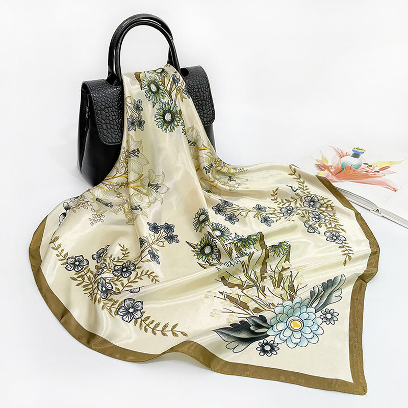 Silk Printed Square Scarf In Europe And America