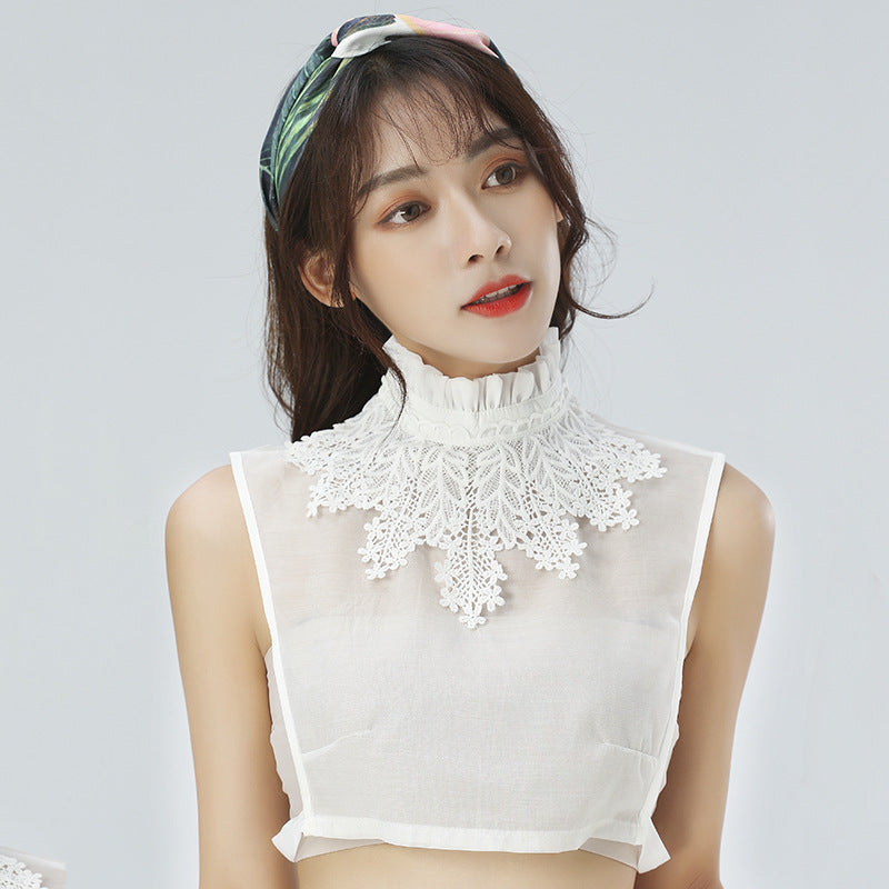 Beautiful Stand-up Collar Lady Floral Decorative Shirt Fake Collar