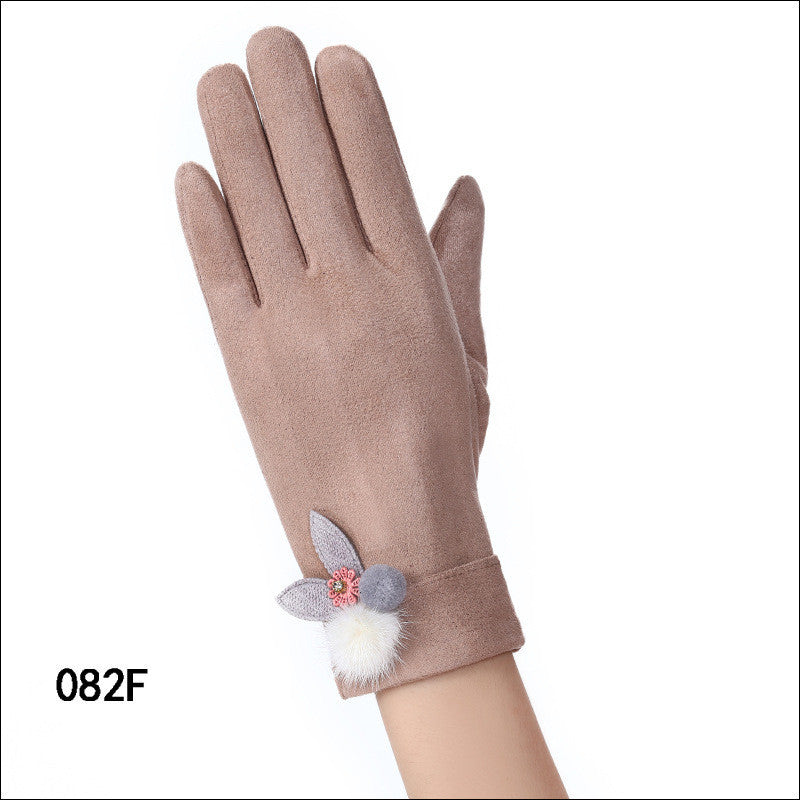 Touch screen gloves winter windproof suede