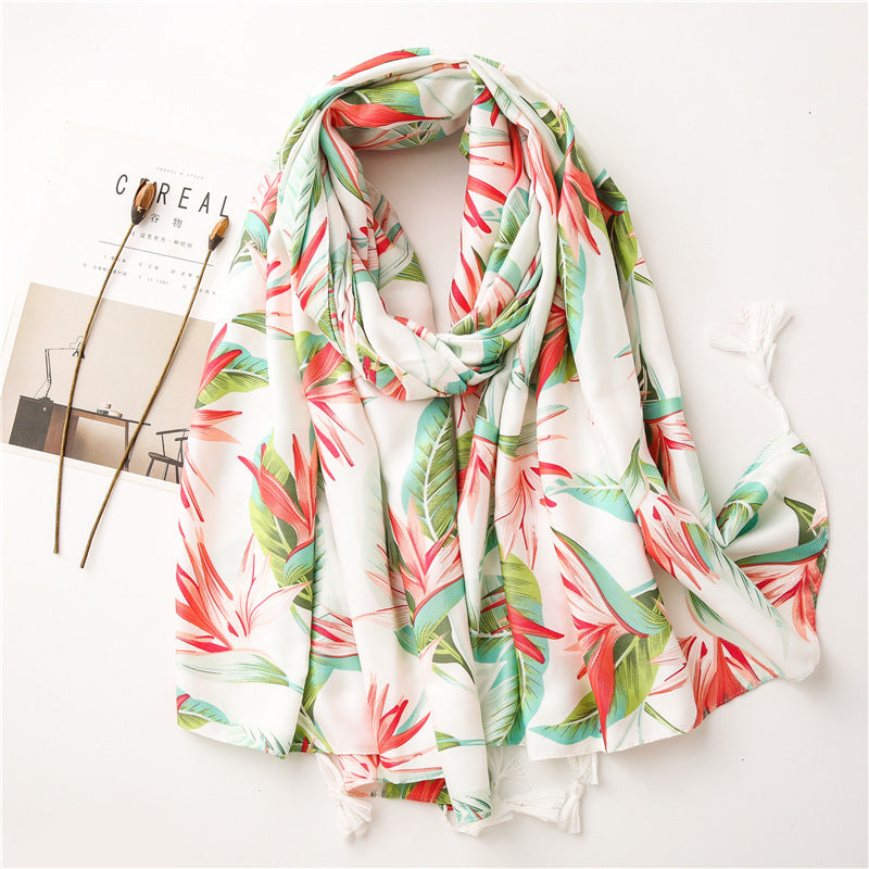 Tourist Holiday Plant Flower Scarf Female