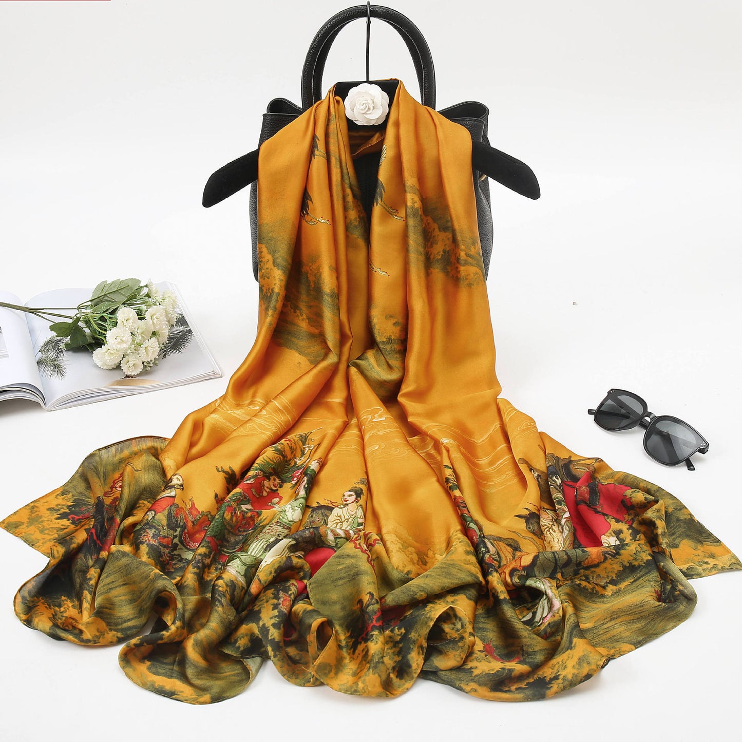 Simulated Silk Scarf Female Dual-use Air-conditioning Shawl Sarong