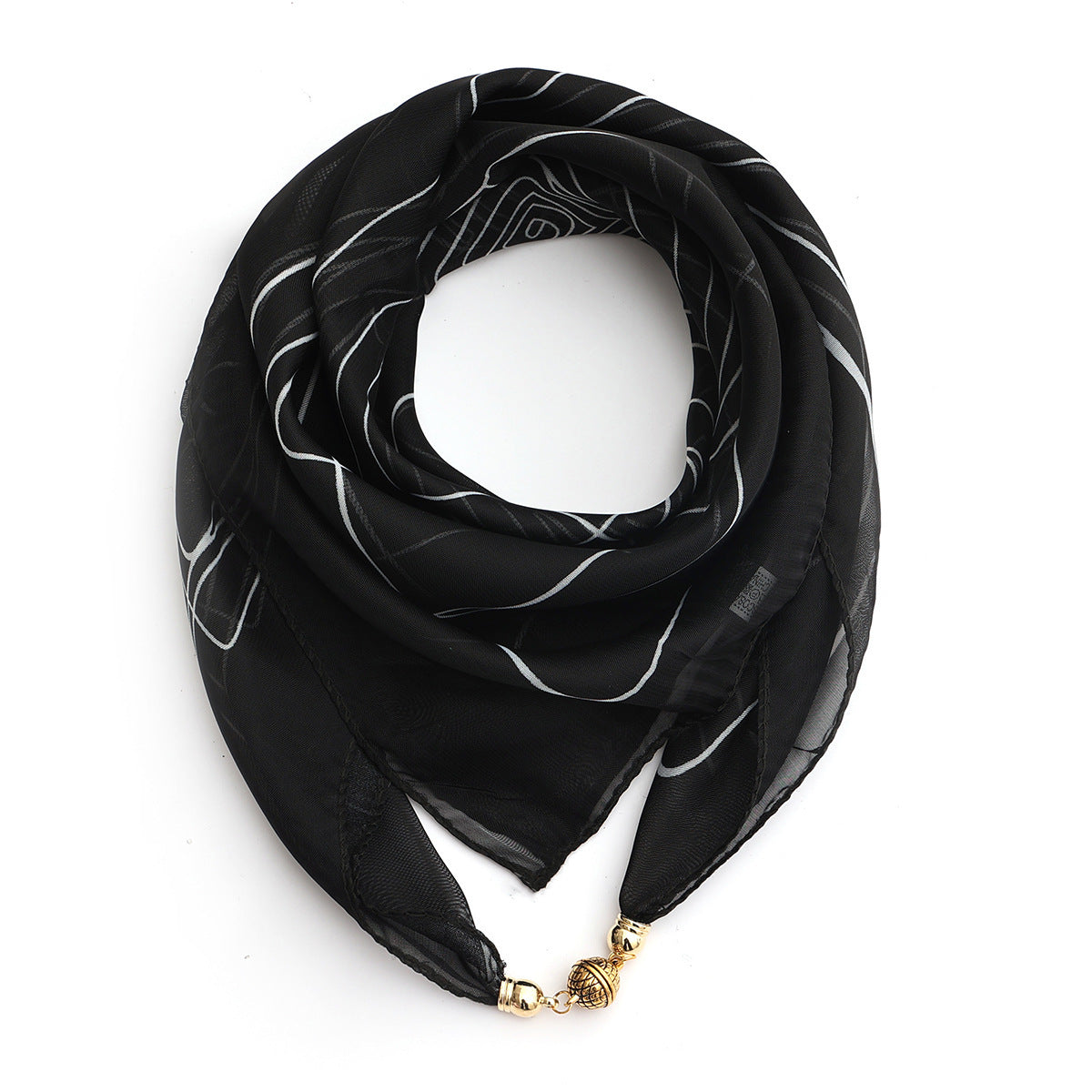 Golden Ball Floral Chiffon Scarf Women's Printed Thin